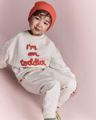 Tout-petit - Chandail &agrave; manches chauve-souris &laquo;I&rsquo;m on toddler time&raquo; - Gris chin&eacute;, image 4 sur 6 diapositives
