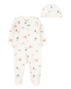 Baby 2-Piece Barn Print 2-Way Zip Sleeper & Headwrap Set, image 1 of 3 slides