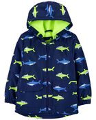 Kid Shark Print Rain Jacket, image 1 of 3 slides