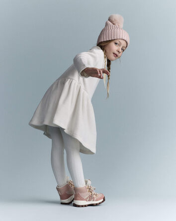 Tout-petit fille - Robe chandail &agrave; col roul&eacute; - Cr&egrave;me, 