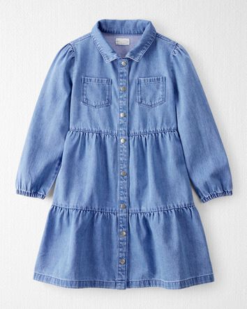 Girls Organic Cotton Chambray Dress, 
