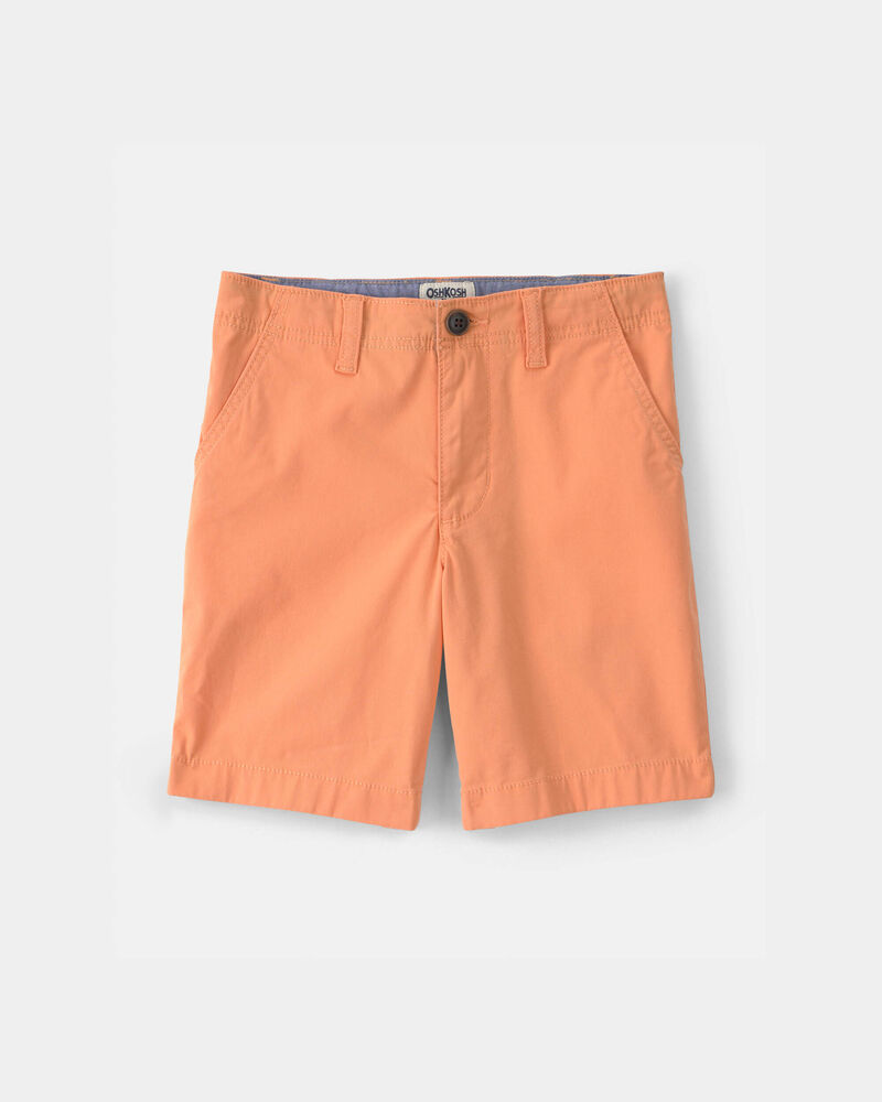Boys Twill Flat-Front Shorts - Orange, image 1 of 4 slides