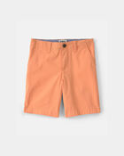 Boys Twill Flat-Front Shorts - Orange, image 1 of 4 slides