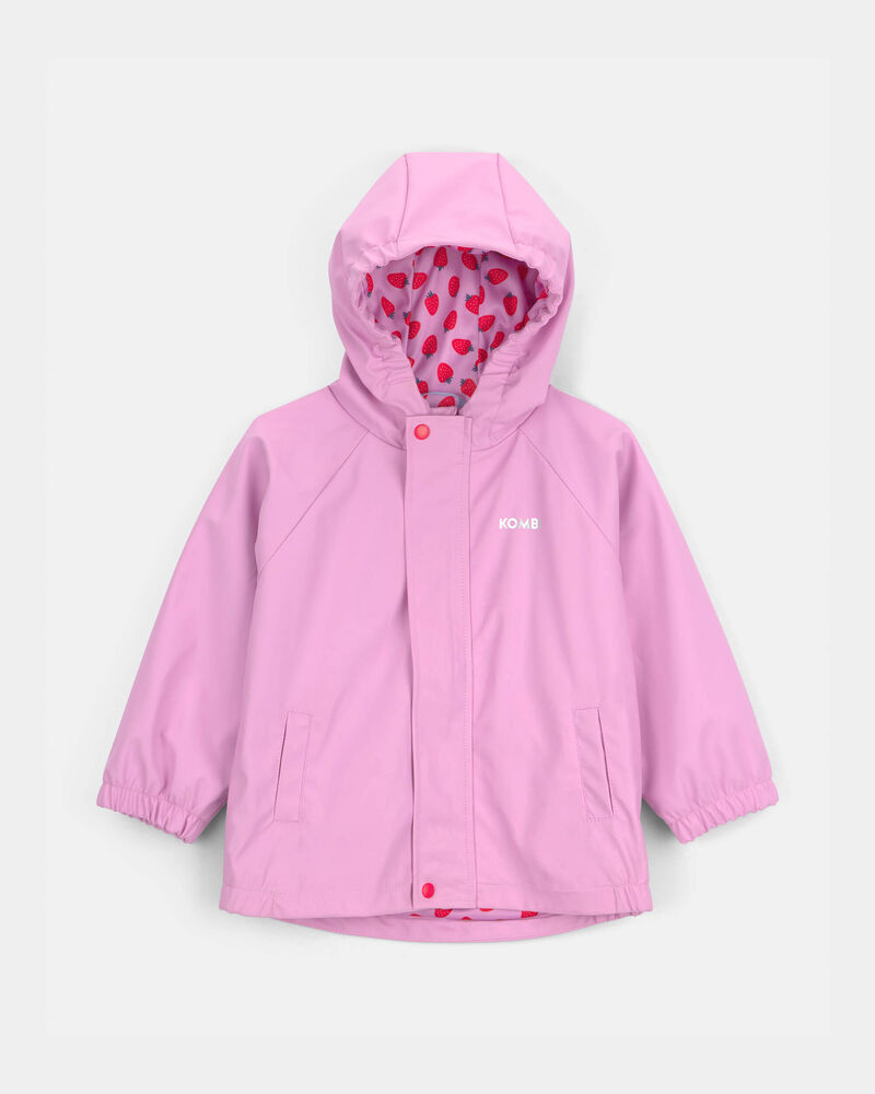 Toddler Girl Kombi Waterproof Rain Jacket- Pink, image 1 of 4 slides