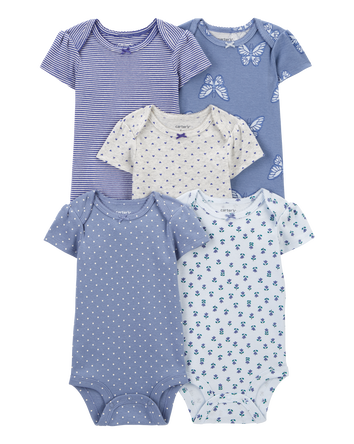 Baby 5-Pack Butterfly Short-Sleeve Bodysuits, 