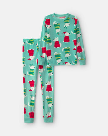 Jeune - Pyjama ajust&eacute; 2 pi&egrave;ces en DreamPlush &agrave; motif No&euml;l &ndash; Vert, 