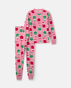 Filles - Pyjama ajust&eacute; 2 pi&egrave;ces &agrave; motif chats en chandails de No&euml;l &ndash; Rose, image 1 sur 2 diapositives