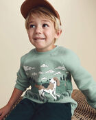 Toddler Boy Dog Fleece Pullover Sweatshirt - Green, image 3 of 5 slides