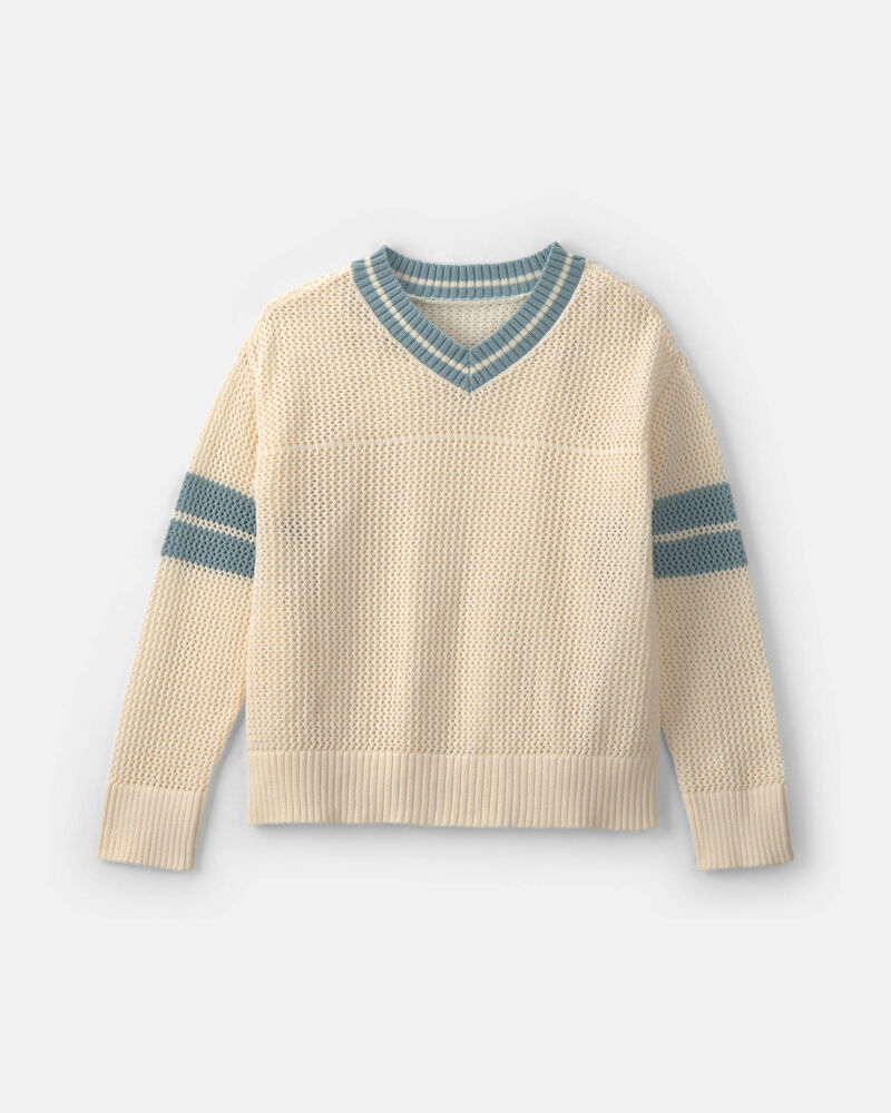 Girls 2-Piece Varsity Sweater - Cream/Blue, image 1 of 3 slides