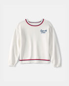 Girls 'Seaside Crew' Nautical Sweater - White, image 1 of 5 slides