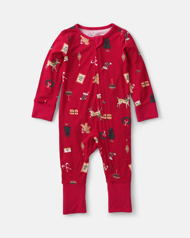 Baby Christmas PurelySoft&trade; 2-Way Zip Sleep & Play Pyjamas - Red, image 2 of 9 slides