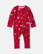 Baby Christmas PurelySoft&trade; 2-Way Zip Sleep & Play Pyjamas - Red, image 2 of 9 slides