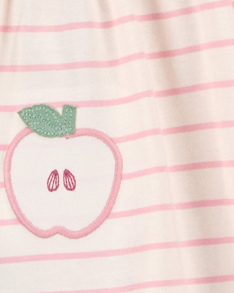 Bébé Robe en tissu gaze rayée à motif de pomme, image 4 sur 5 diapositives