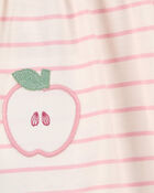 Bébé Robe en tissu gaze rayée à motif de pomme, image 4 sur 5 diapositives