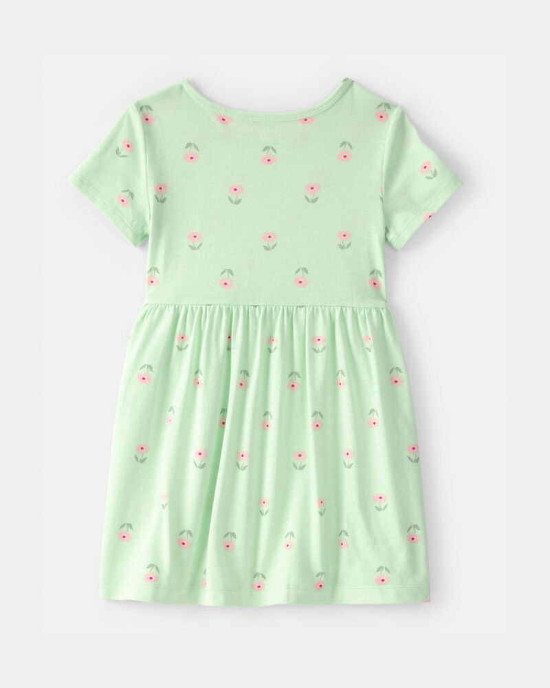 Toddler Girl Floral Short-Sleeve Dress - Green, image 2 of 4 slides