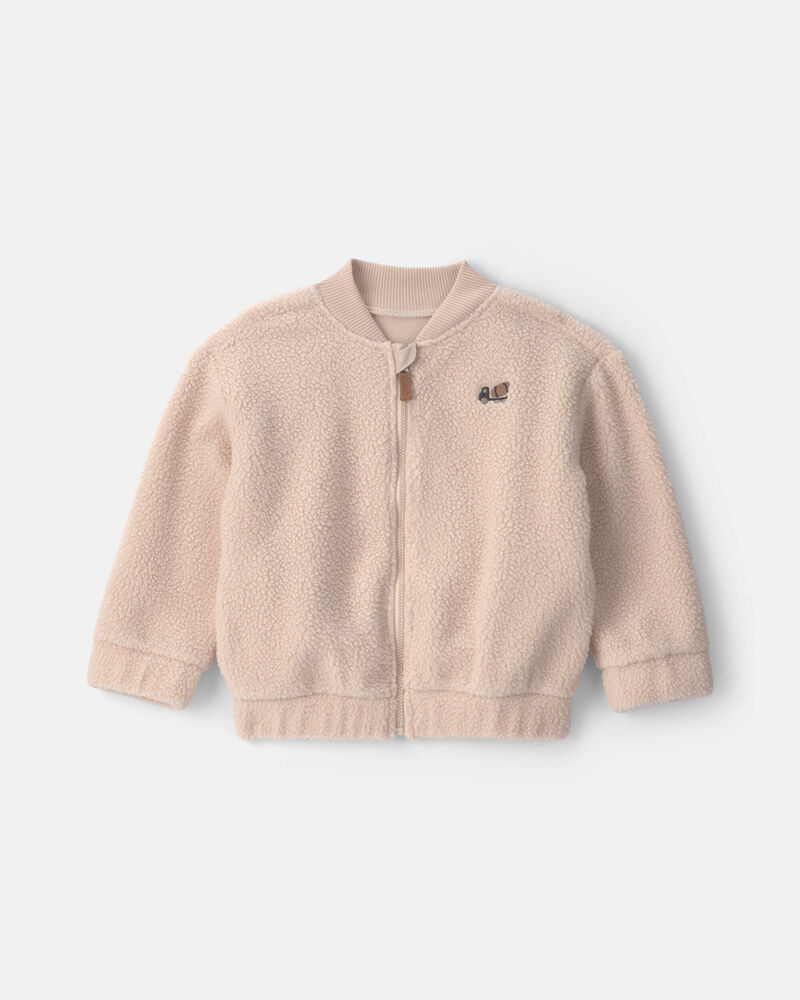 Truck Teddy Microfleece Zip-Up Jacket - Cream, image 1 of 3 slides