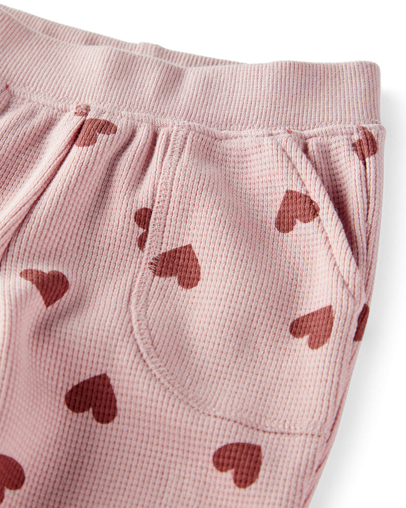 B&eacute;b&eacute; fille - Ensemble haut et pantalon en tricot gaufr&eacute; fait avec du coton biologique, image 3 sur 4 diapositives