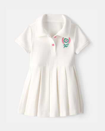 Baby Girl Pleated Tennis Dress - Ivory, 