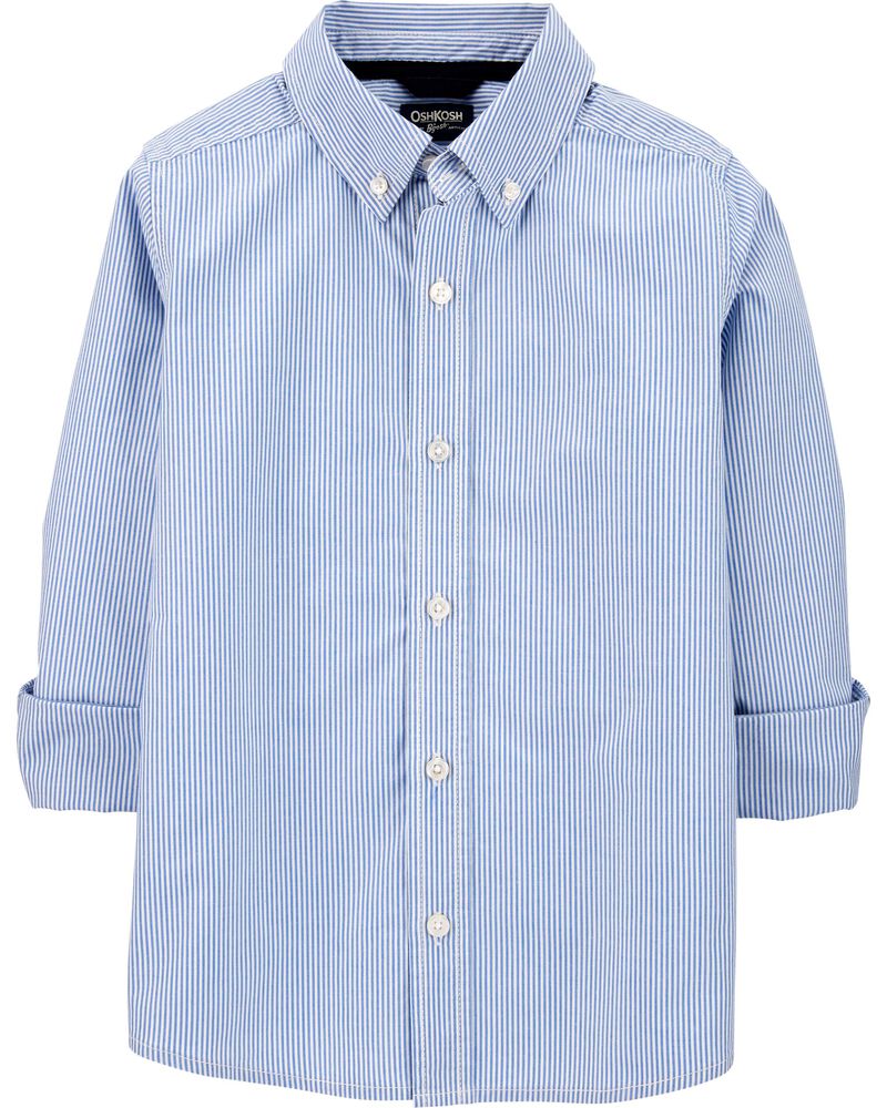 Striped Uniform Button-Front Shirt, image 2 of 3 slides
