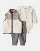 Baby Boy 3-Piece Tee & Pant Set - Khaki, image 1 of 5 slides