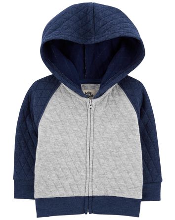 Quilted Double Knit Zip-Up Hoodie, 