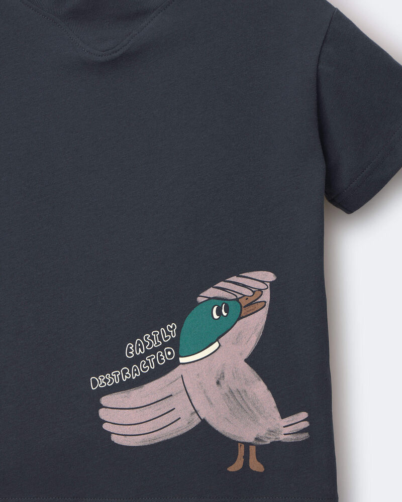 Toddler 'Easily Distracted' Duck Relaxed Graphic Tee - Navy, image 5 of 5 slides
