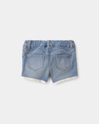 Baby Girl Eyelet Trim Denim Shorts - Light Wash, image 2 of 4 slides