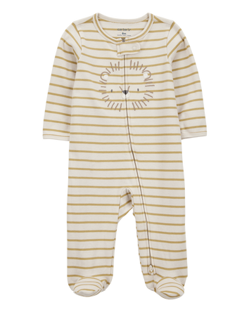 Baby Boy Lion Striped 2-Way Zipper Cotton Sleeper pyjamas, 