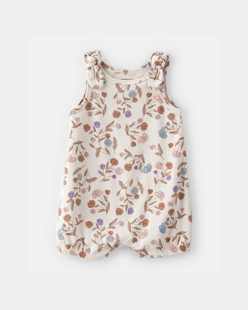 Baby Girl Floral Sleeveless Romper - White, image 1 of 4 slides