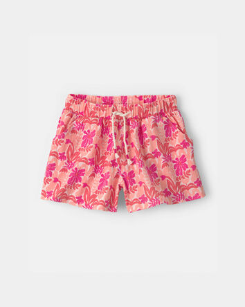 Girls Tropical Floral Gauze Shorts - Pink, 