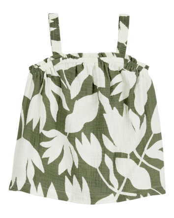 Toddler Tropical Floral Sleeveless Tank - Green, 