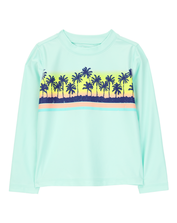 Toddler 2-Piece Palm Tree Rashguard & Swim Trunk Set, 