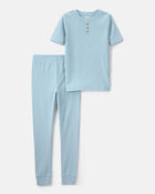 Boys Rib Snug Fit 2-Piece Pyjama Set - Blue, image 1 of 5 slides