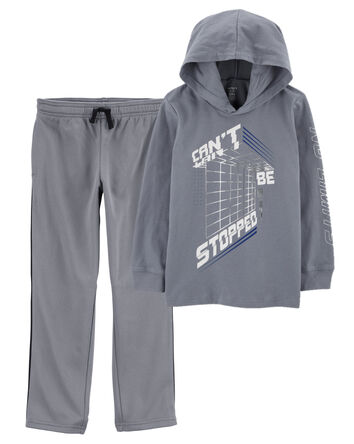Kid 2-Piece Hooded Tee & Active Pull-On Pants In BeCool™ Fabric, 