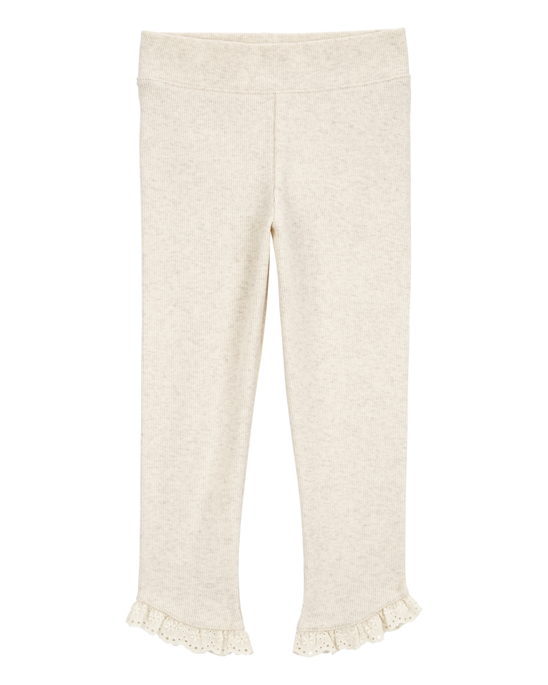 Pantalon à œillet côtelé pour toutes-petites - Crème, image 3 sur 6 diapositives