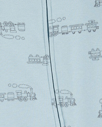 Bébé garçon - Grenouillère à fermeture à glissière à 2 sens à motif de train, 
