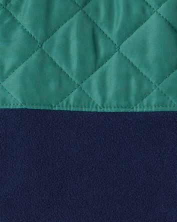 Boys Colour Block Zip-Up Jacket - Green/Navy, 