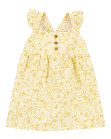 Baby Floral Flutter Dress -  Yellow, 