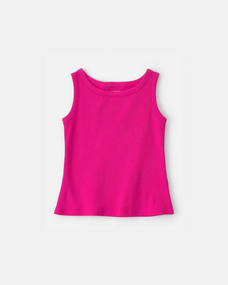 Girls Rib Tank Top - Pink, image 1 of 3 slides