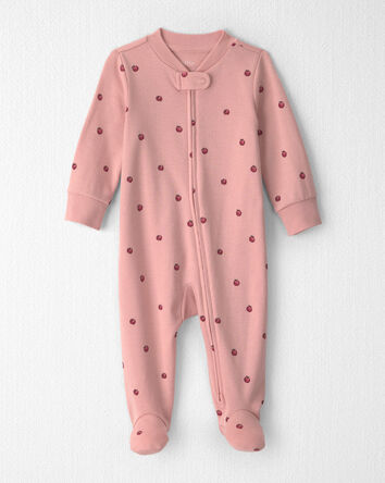 B&eacute;b&eacute; fille - Grenouill&egrave;re en coton biologique &agrave; motif Pommes roses, 