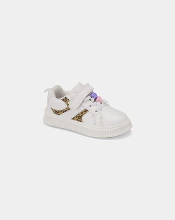 Toddler Girl Leopard Charm Sneakers - White, 