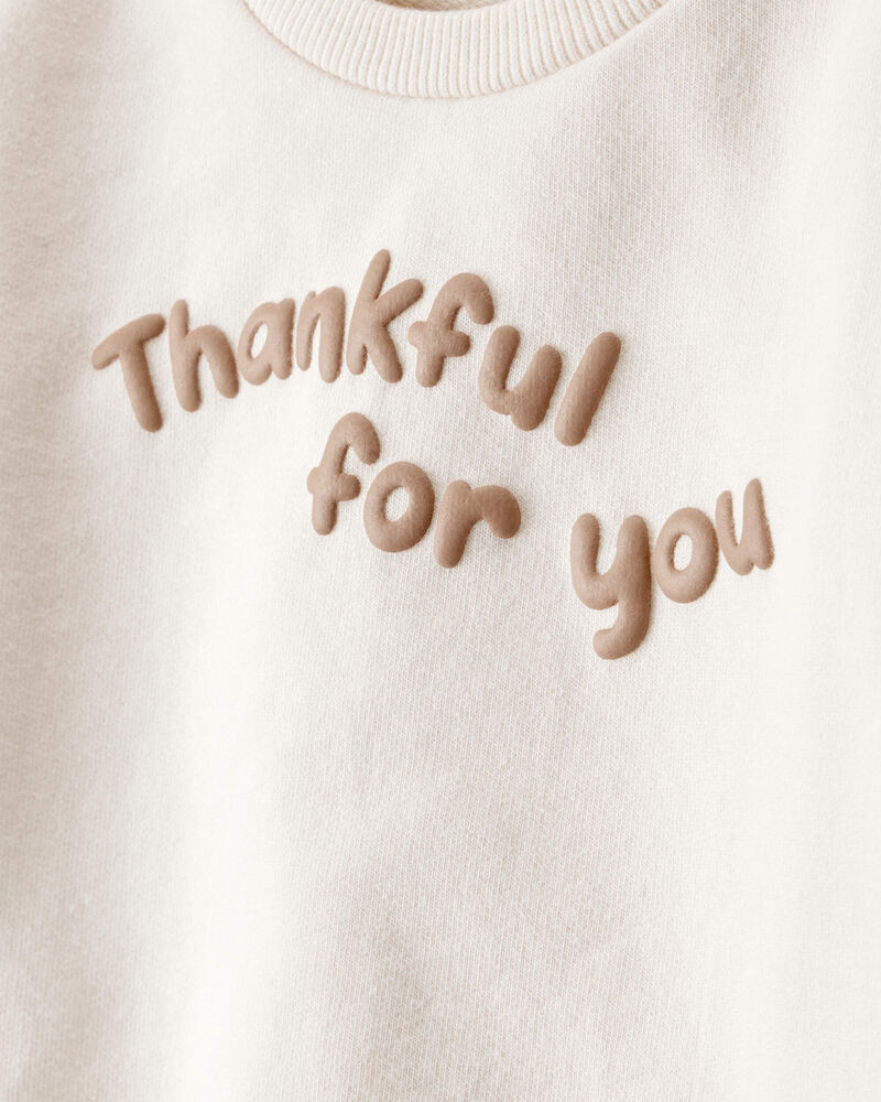 Baby 2-Piece Thanksgiving Acorn Print Cotton Long-Sleeve Tee & Pant Set - Brown/Cream, image 3 of 6 slides