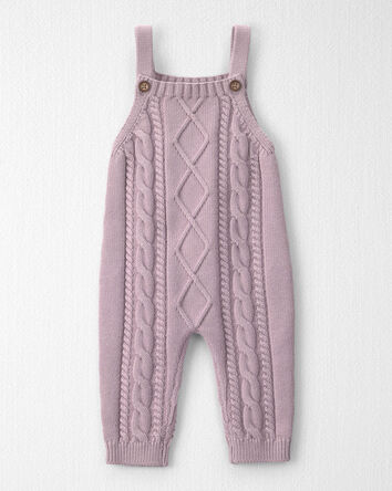B&eacute;b&eacute; fille - Salopette en coton biologique &agrave; tricot torsad&eacute;, 
