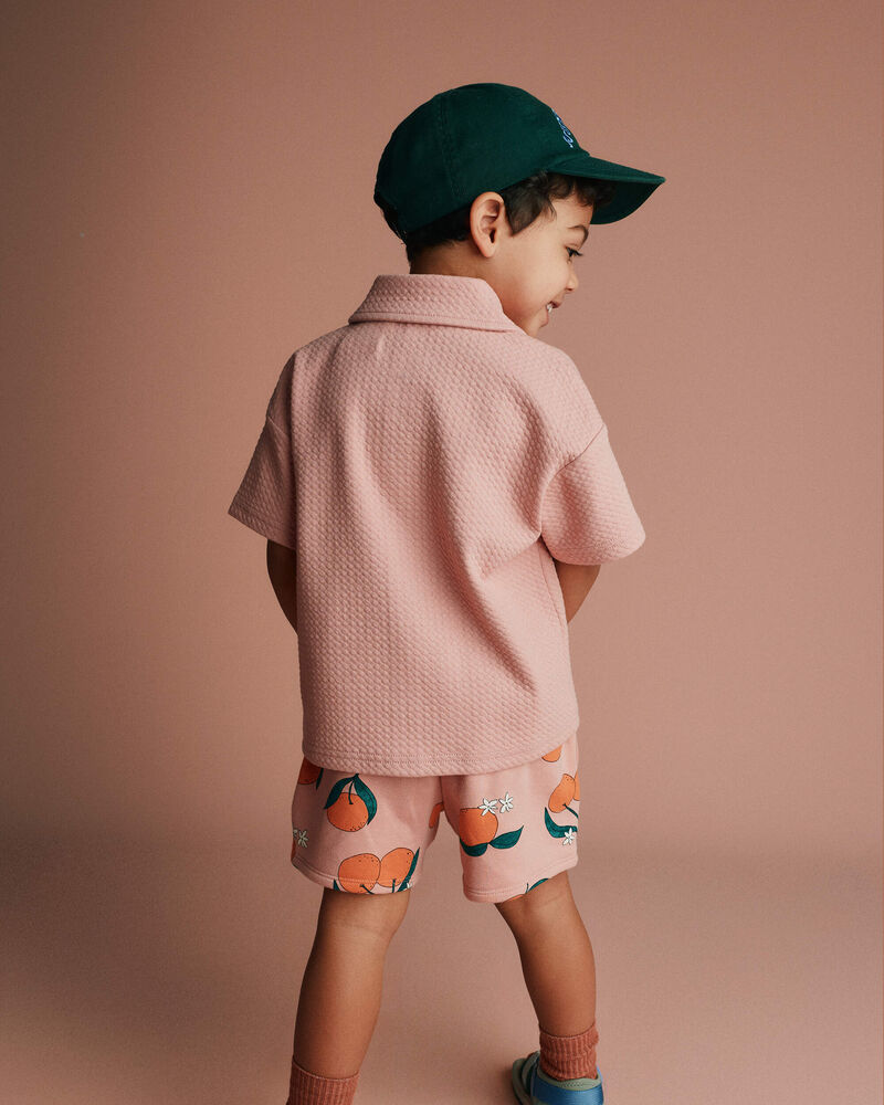 Tout-petit gar&ccedil;on - Chemise boutonn&eacute;e &agrave; manches courtes - P&ecirc;che, image 3 sur 5 diapositives