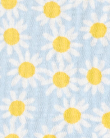 Enfant en bas âge Pyjama 1 pièce en coton ajusté à marguerites - Bleu, 