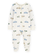 Baby Car Print 2-Way Zip PurelySoft Sleeper Pyjamas - Ivory, image 1 of 5 slides