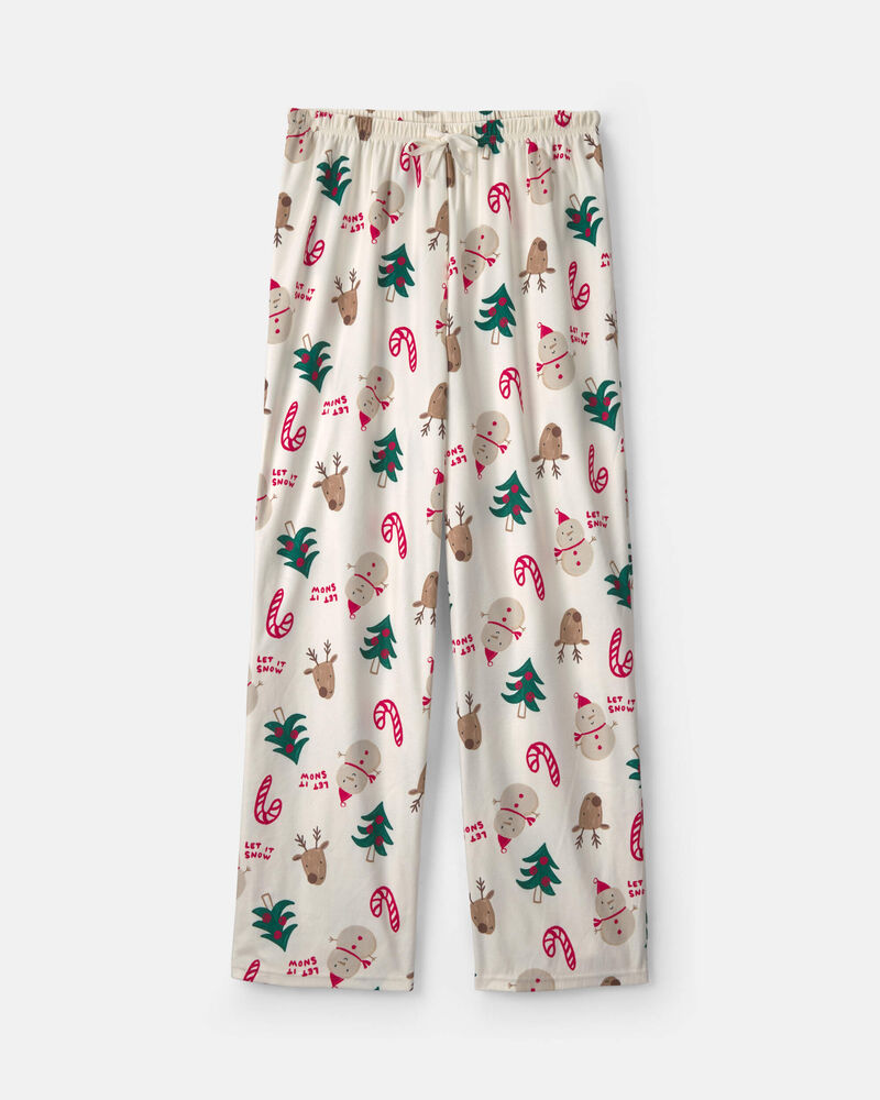 Adult Christmas Icon Fleece Loose Fit Pyjama Bottoms - Cream, image 1 of 4 slides