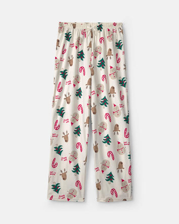 Adult Christmas Icon Fleece Loose Fit Pyjama Bottoms - Cream, 