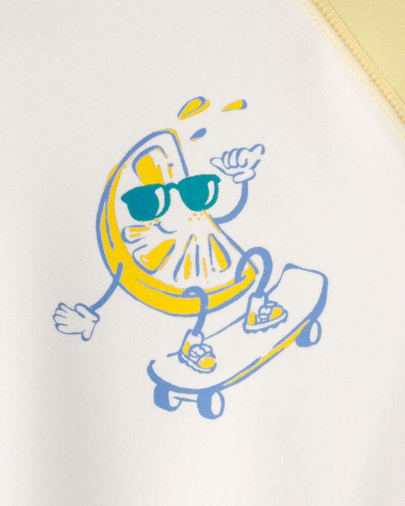 Toddler Boy Lemon Long-Sleeve Rashguard - Yellow/White, image 3 of 4 slides