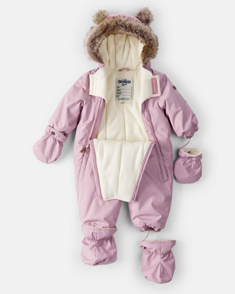 Baby Girl 1-Piece Taslan Unicorn Snowsuit Pink Carter's